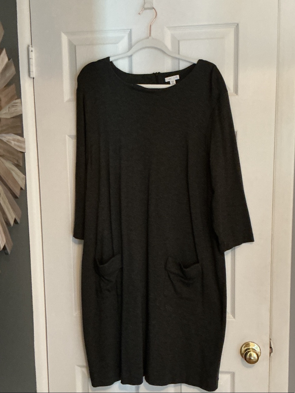 J. Jill Charcoal Long Sleeve Shift Dress with Pockets